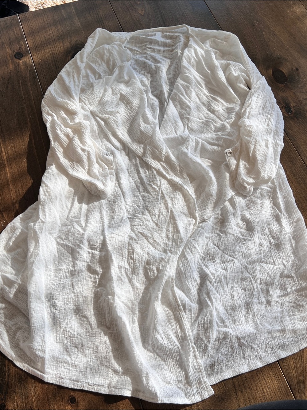 Seafolly white crinkle gauze or twill beach shirt cover-up